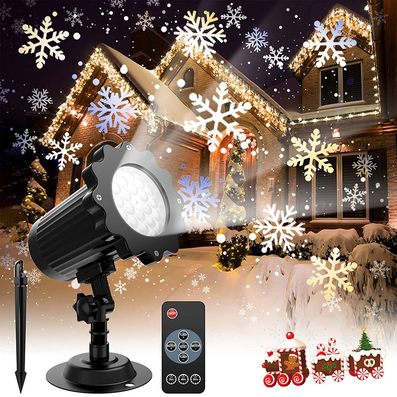 Snowflake lamp cross-border remote control Europe and the United States outdoor lawn garden Christmas decoration projection pattern blizzard lamp Velumoza