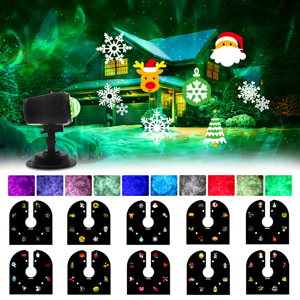 Cross-Border Direct Supply of Outdoor Lights with Water Pattern Film, Snowflake Card-Insertable Lights for Christmas and Halloween Projection Velumoza