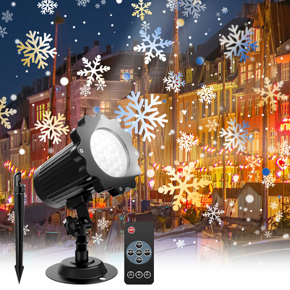 Snowflake lamp cross-border remote control Europe and the United States outdoor lawn garden Christmas decoration projection pattern blizzard lamp Velumoza