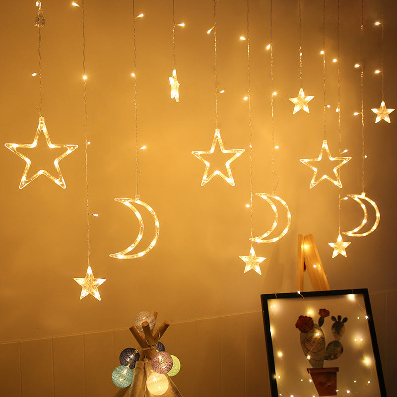 Cross-Border Led Starry Christmas Decorative Curtain Lights Outdoor Decorative Star Lights Wedding Room Decoration Colorful Light Strings Velumoza