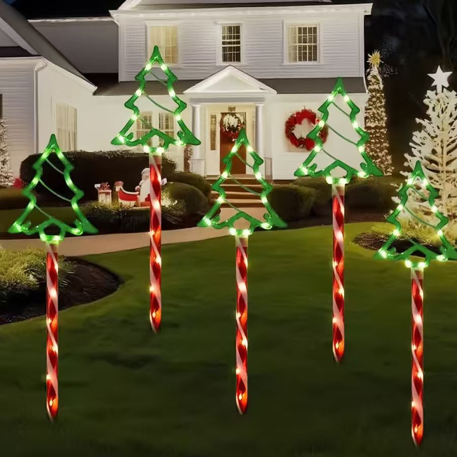 Cross-Border Amazon Hot Selling New Lawn Lamp Christmas Green Tree Holiday Decoration Waterproof Solar Lawn Lamp Velumoza
