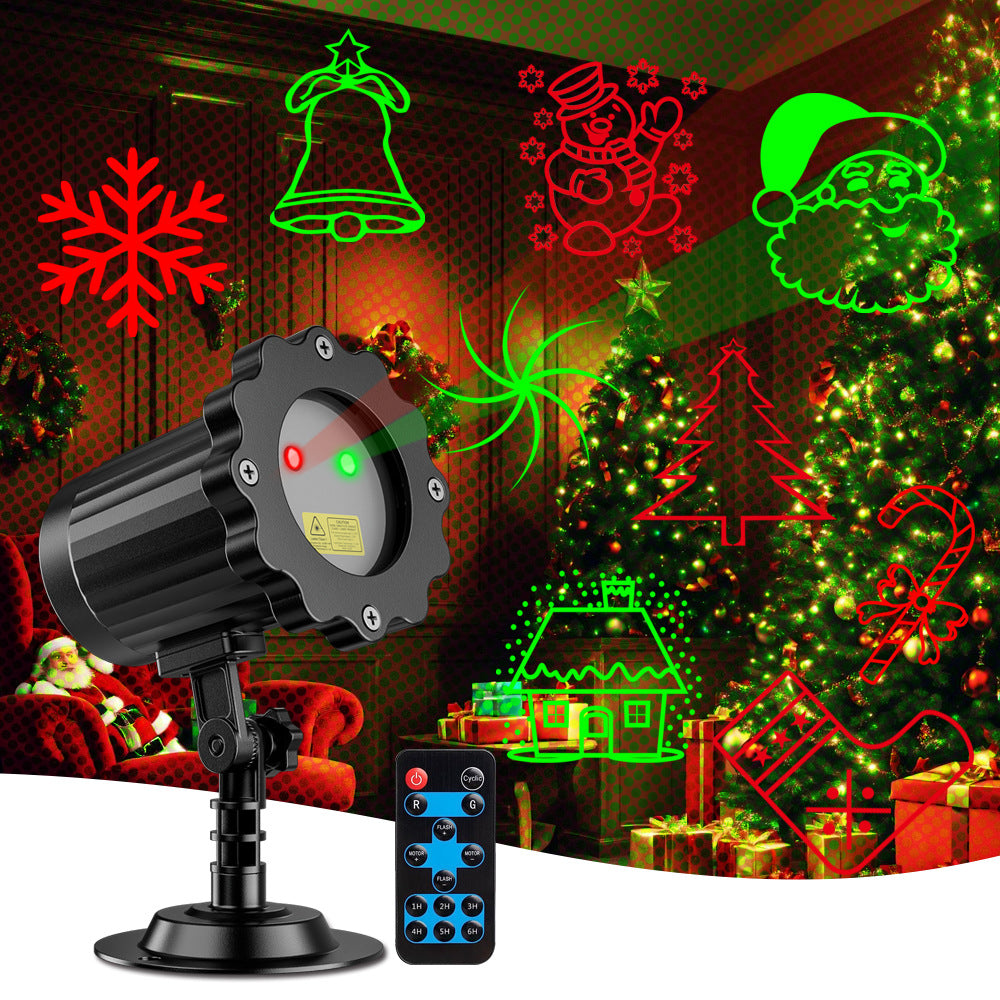 Christmas red and green laser light outdoor remote control laser multi-pattern projection light Halloween stars decorative stage light Velumoza