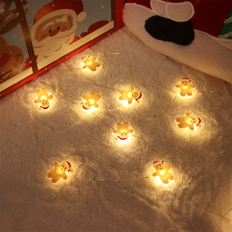Cross-border Gingerbread Man LED String Lights Christmas Tree Decoration Lights LED Battery Box String Lights Colorful Lights Christmas String Lights Ambient Lights Velumoza