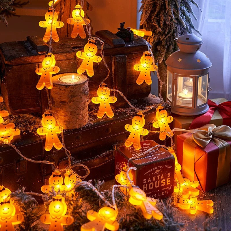 Cartoon Gingerbread Man Led Light String Halloween Decoration Lights Christmas Decoration Scene Props Room Decoration Lights Velumoza