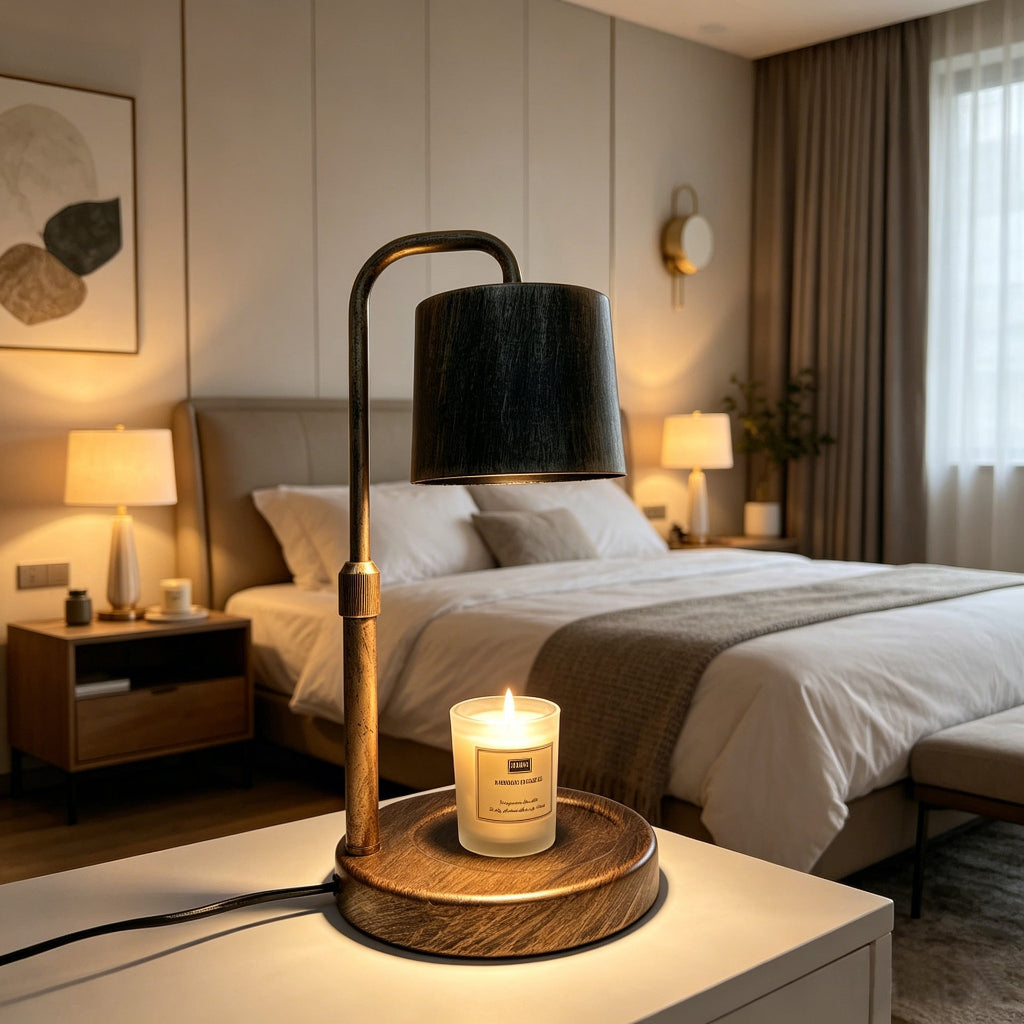 Candle Warmer Table Lamp with Bronze Metal Finish & Dimmer Switch Velumoza