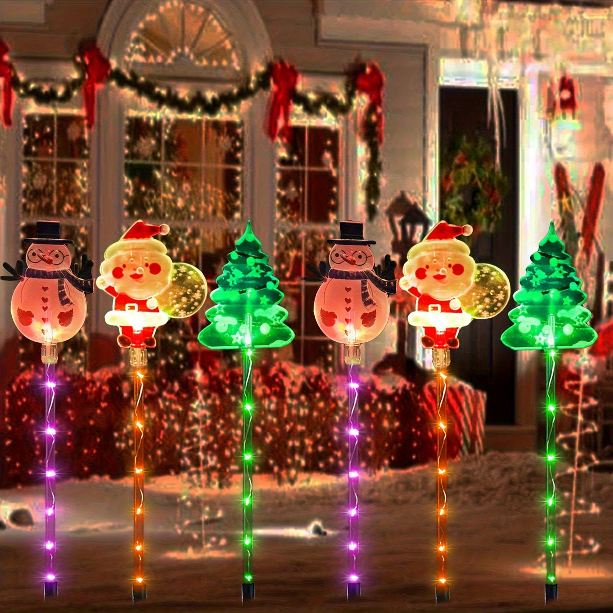Yard Christmas Decorations Acrylic Snowman Stake Lights, 6 Pack Velumoza