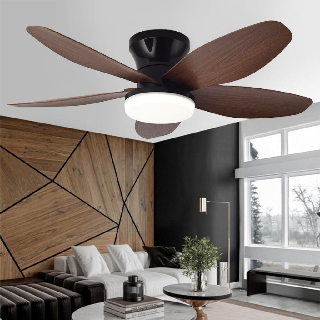 5-Blade Bedroom Ceiling Fans, 25"/36"/42", Dimmable LED, Remote Velumoza