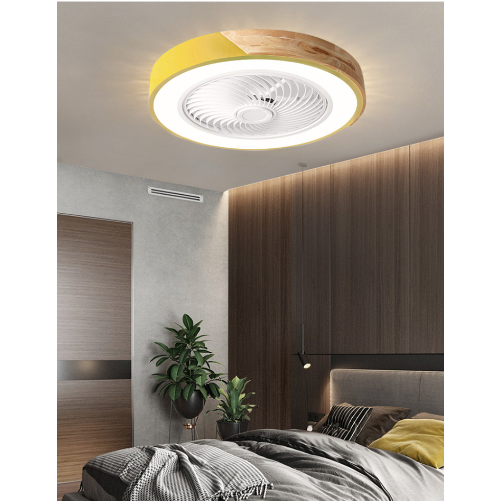 Macaron Compact Ceiling Fan with Wood Trim, 19.7" LED, 6 Colors Velumoza