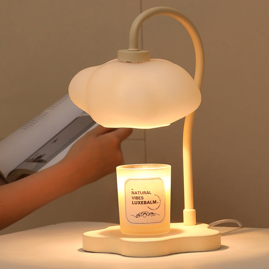Cloud Candle Warmer Table Lamp with Timer, Dimmer & Wood Base Velumoza