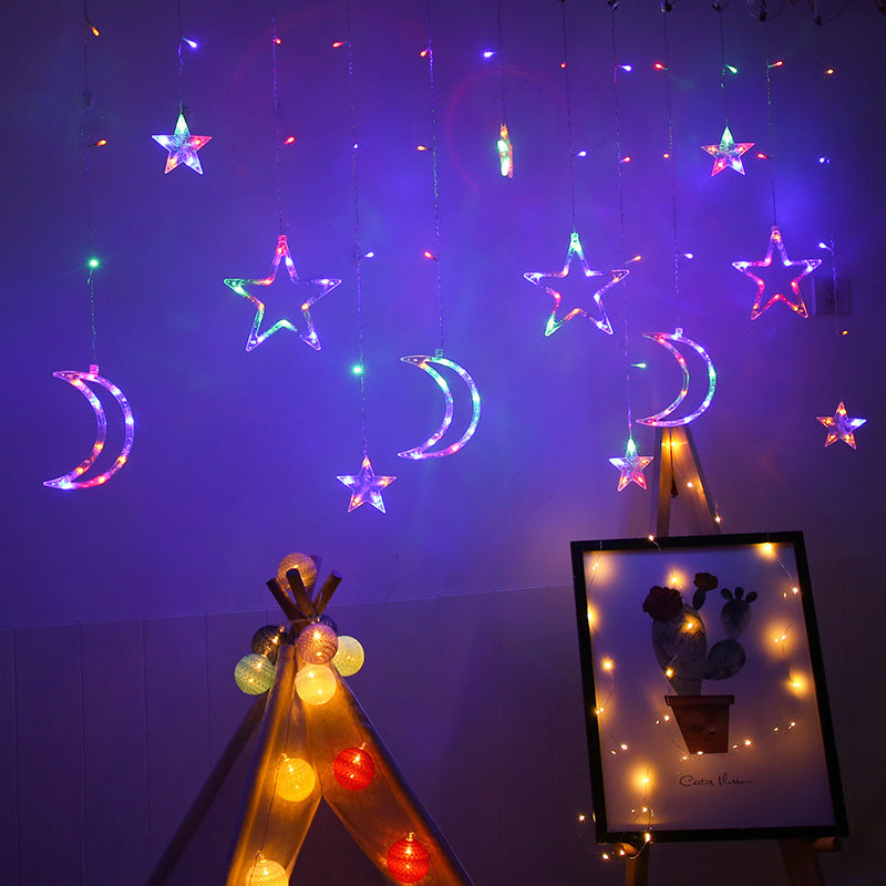 Cross-Border Led Starry Christmas Decorative Curtain Lights Outdoor Decorative Star Lights Wedding Room Decoration Colorful Light Strings Velumoza