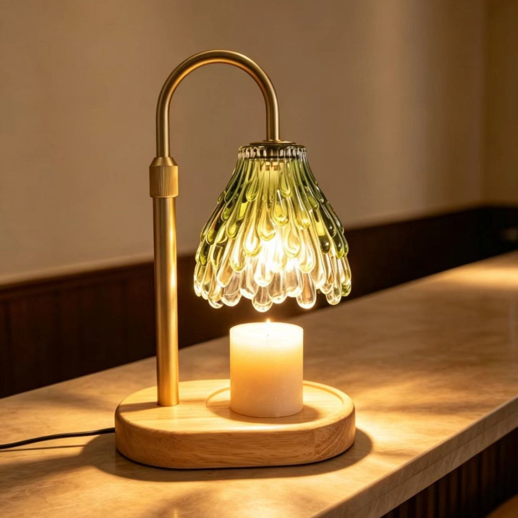Candle Warmer Table Lamp with Flower Shade & 2 Bulbs Included Velumoza