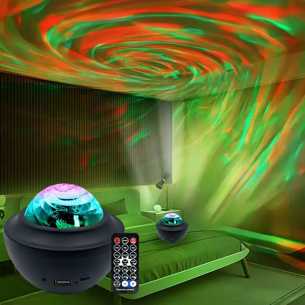 星璇氛围灯USB插电水纹装饰小夜灯5V RGB七彩变色灯星空投影灯 Velumoza