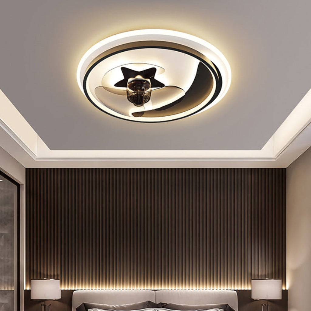 19.7" Star & Moon Bedroom Ceiling Fans, 60W LED, Voice & Remote Velumoza