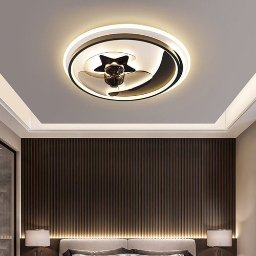 19.7" Star & Moon Bedroom Ceiling Fans, 60W LED, Voice & Remote Velumoza
