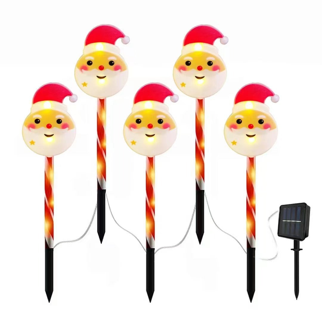 New LED Christmas five-pointed star snowflake ground lights Santa Claus outdoor courtyard garden lawn decoration lights Velumoza