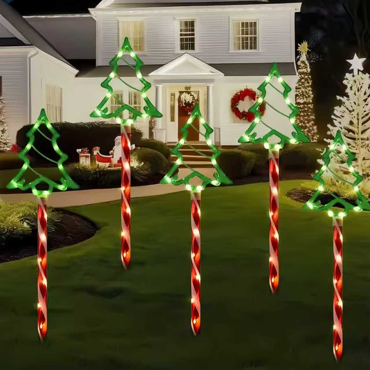 Cross-Border Amazon Hot Selling New Lawn Lamp Christmas Green Tree Holiday Decoration Waterproof Solar Lawn Lamp Velumoza