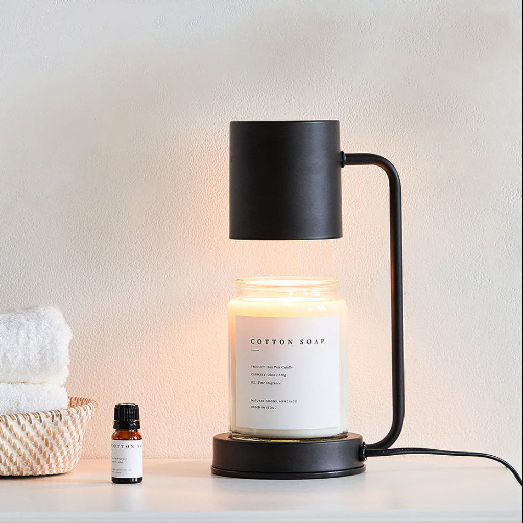 Candle Warmer Table Lamp with Cylinder Shade, Dimmer or Timer Velumoza