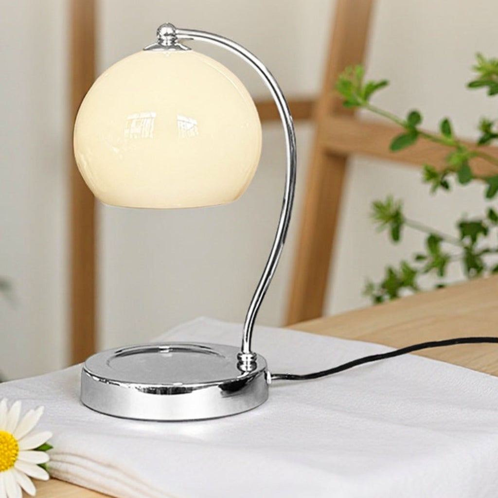 Candle Warmer Table Lamp with Curved Metal Arm & 9 Shade Colors Velumoza