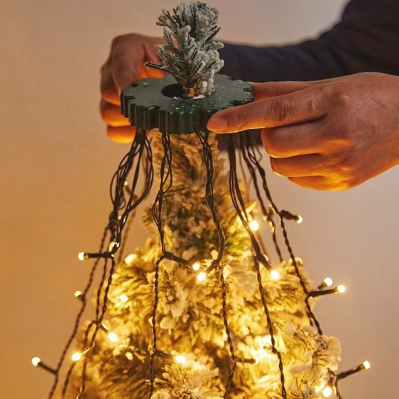 Cross-border LED waterfall lights, circular tree top lights, Christmas holiday atmosphere string lights, outdoor hanging tree decoration night light string Velumoza