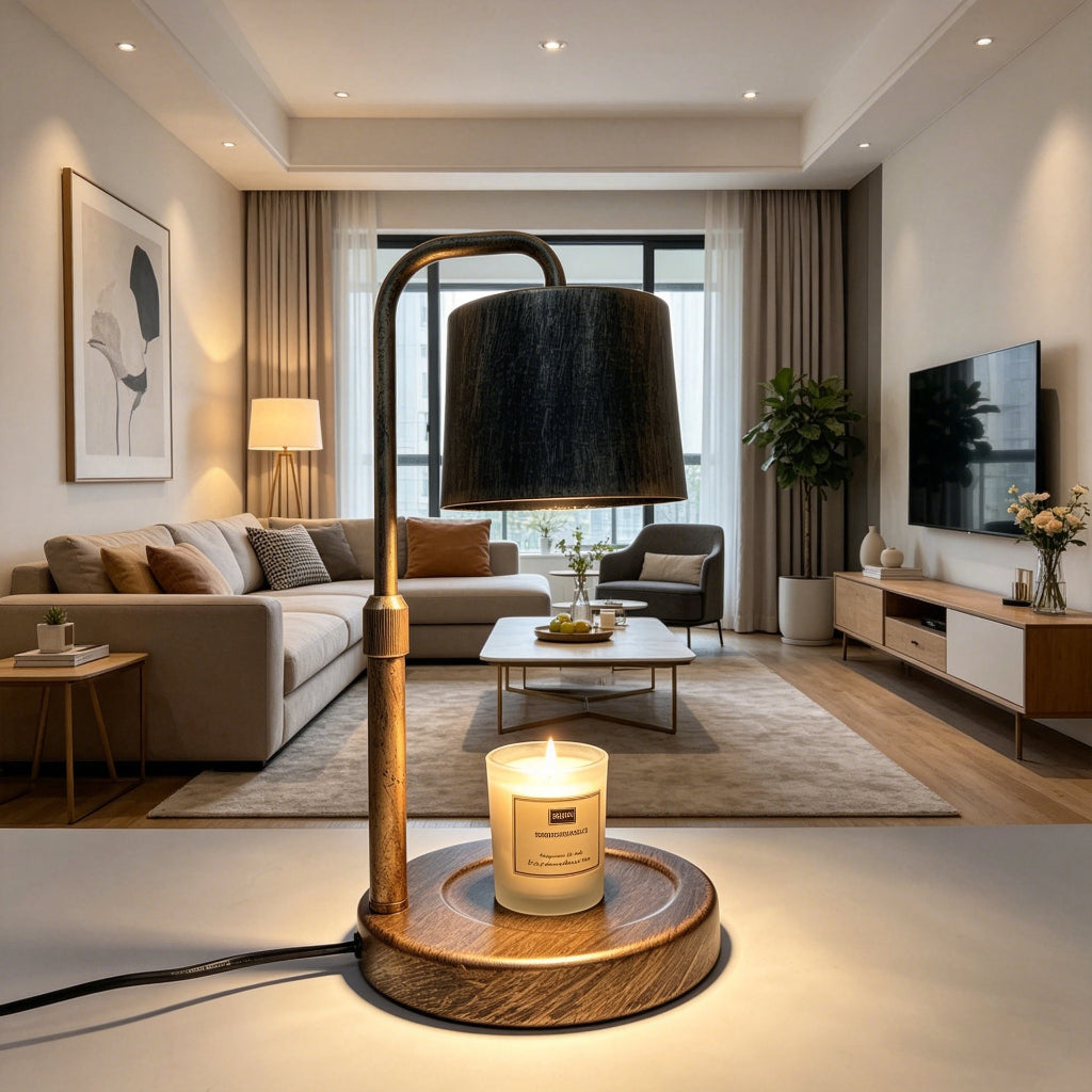 Candle Warmer Table Lamp with Bronze Metal Finish & Dimmer Switch Velumoza