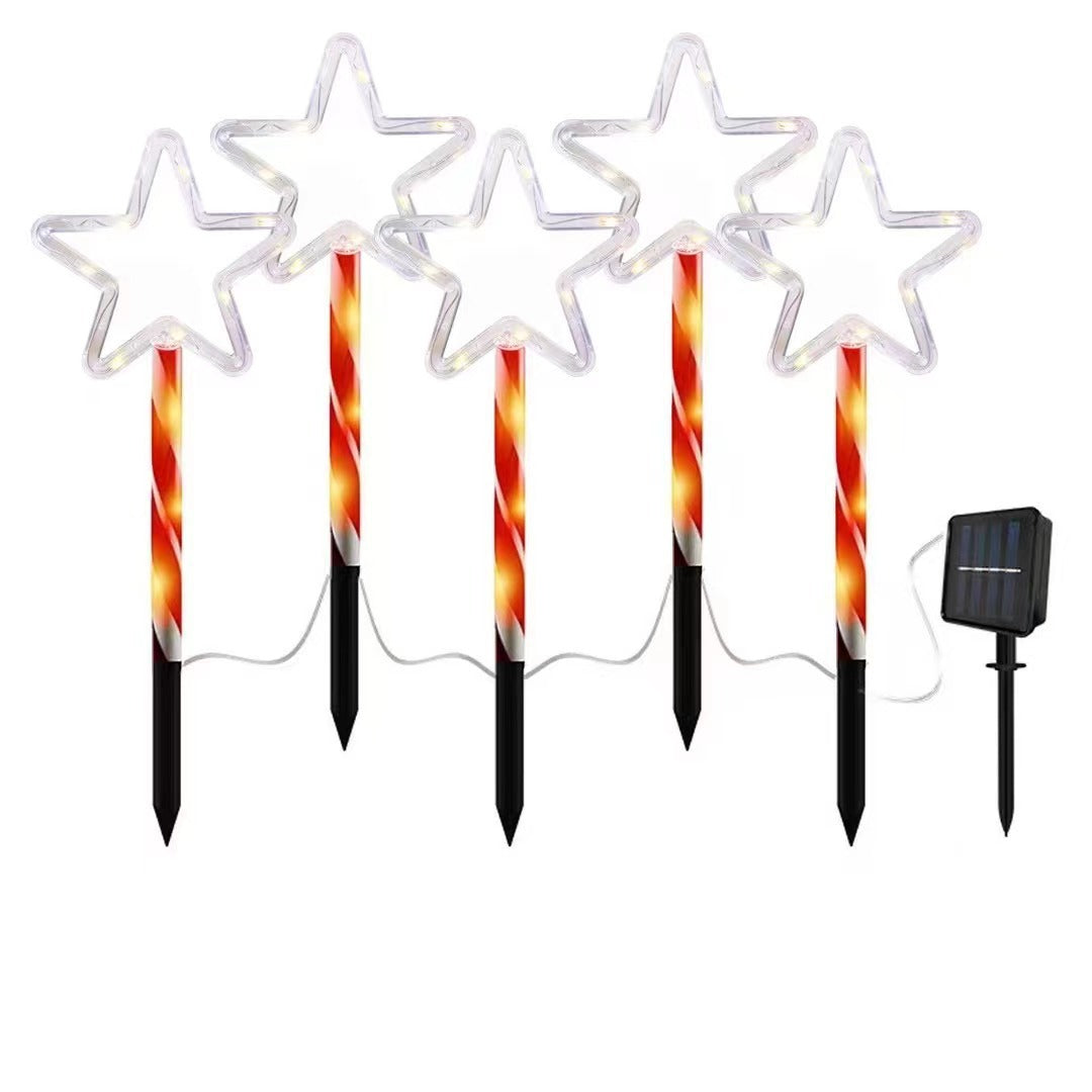 New LED Christmas five-pointed star snowflake ground lights Santa Claus outdoor courtyard garden lawn decoration lights Velumoza