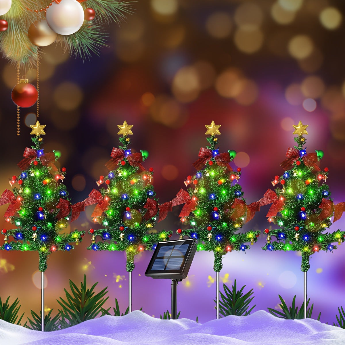 Solar Christmas Lights, Lighted Lawn Stake Trees, 8 Styles, IP65 Velumoza