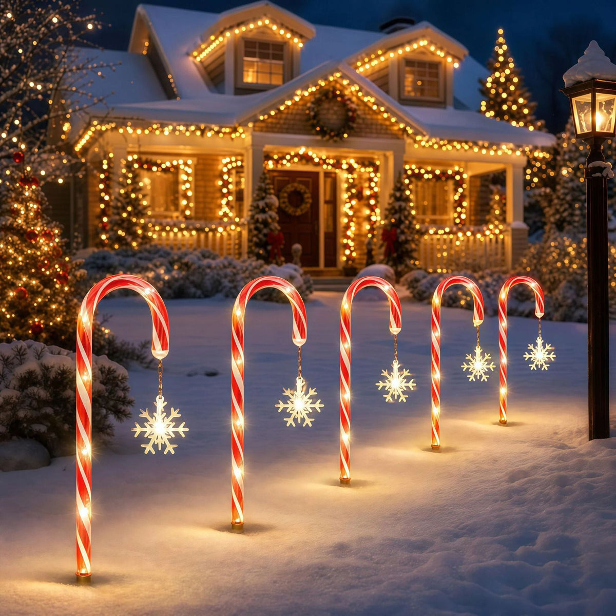 Cross-border solar-powered cane ground lights, Christmas atmosphere lights, outdoor garden lights, waterproof landscape decorative LED lights Velumoza