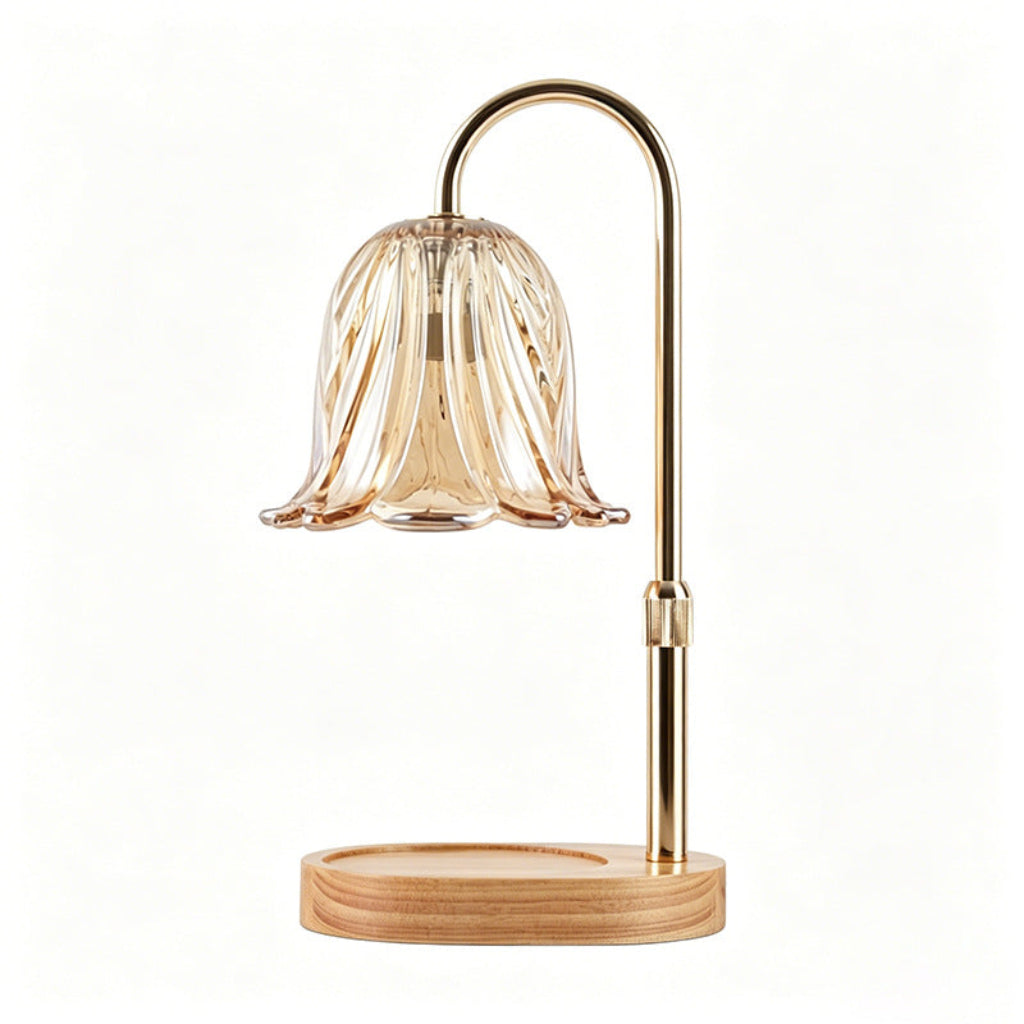 Candle Warmer Table Lamp with Lily of the Valley Glass & Adjustable Height Velumoza