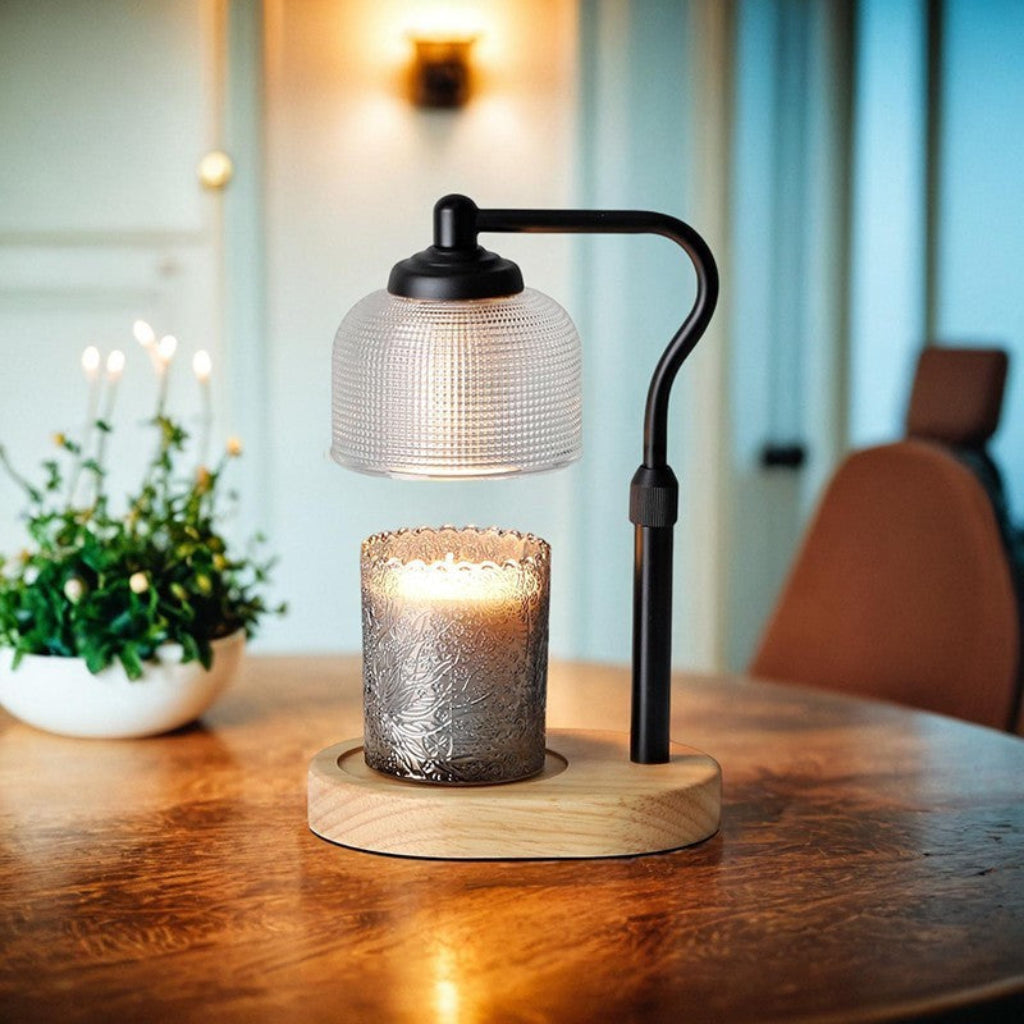 Telescoping Candle Warmer Table Lamp with Timer Dimmer & Glass Dome Velumoza
