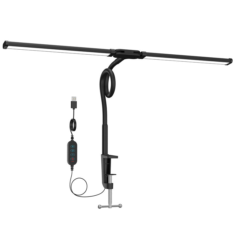Cross-border led desk lamp desktop office gooseneck double-head clip desk lamp for learning and reading student eye protection desk lamp Velumoza