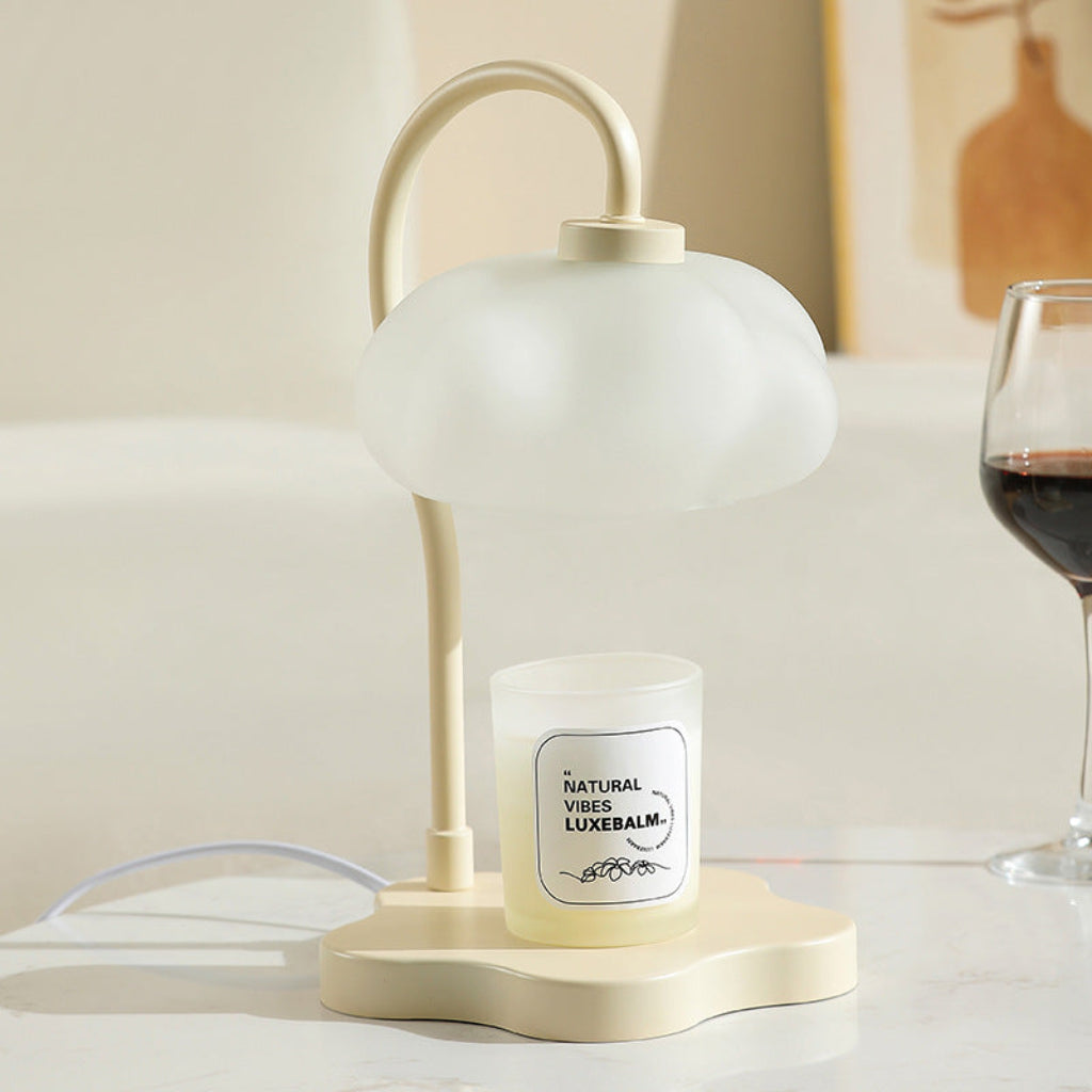 Cloud Candle Warmer Table Lamp with Timer, Dimmer & Wood Base Velumoza