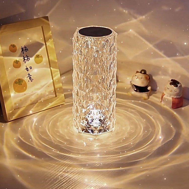 Cross-Border Rose Crystal Table Lamp Creative Atmosphere Lamp Bedroom Rechargeable 16-Color Soft Light Internet Celebrity Lamp Romantic Mood Petals Velumoza