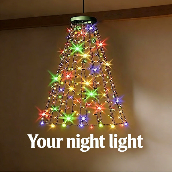 Waterfall Christmas Tree Lights, Ring Top Mount, Dimmable LED Strands Velumoza