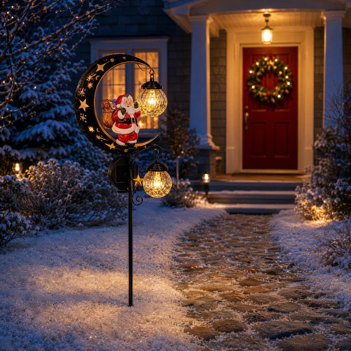 Christmas Solar Santa Claus Ground Lights Outdoor Courtyard Garden Christmas Decorative Lawn Lights for the Christmas Season Velumoza