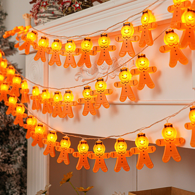 Cartoon Gingerbread Man Led Light String Halloween Decoration Lights Christmas Decoration Scene Props Room Decoration Lights Velumoza