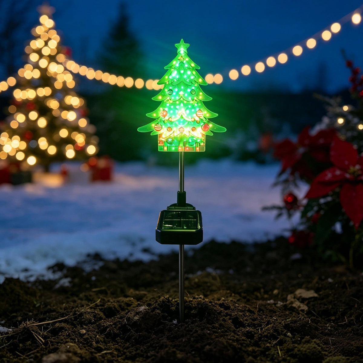 2026 New Model Christmas Tree Solar Ground Lights Outdoor Lawn Garden Christmas Atmosphere Flashing Decorative Lights Velumoza