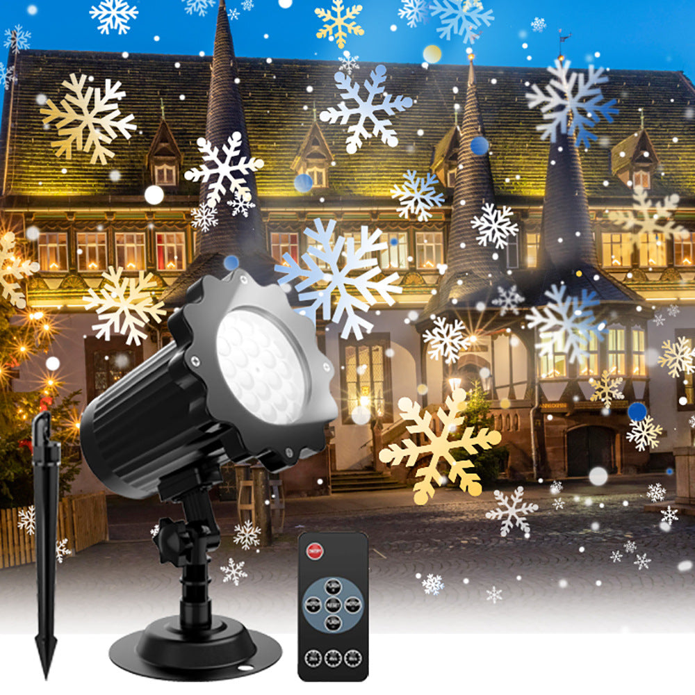 Snowflake lamp cross-border remote control Europe and the United States outdoor lawn garden Christmas decoration projection pattern blizzard lamp Velumoza