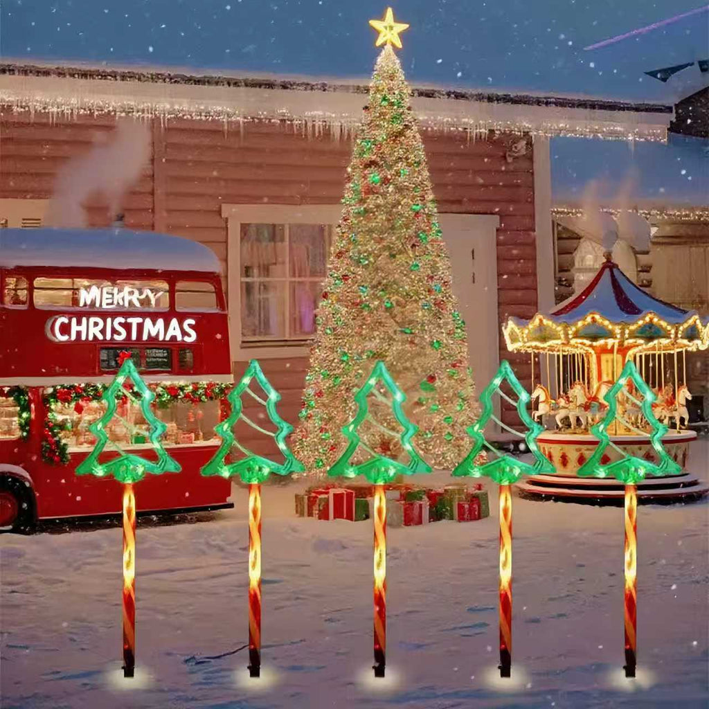 Cross-Border Amazon Hot Selling New Lawn Lamp Christmas Green Tree Holiday Decoration Waterproof Solar Lawn Lamp Velumoza