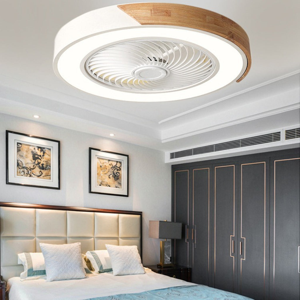 Macaron Compact Ceiling Fan with Wood Trim, 19.7" LED, 6 Colors Velumoza