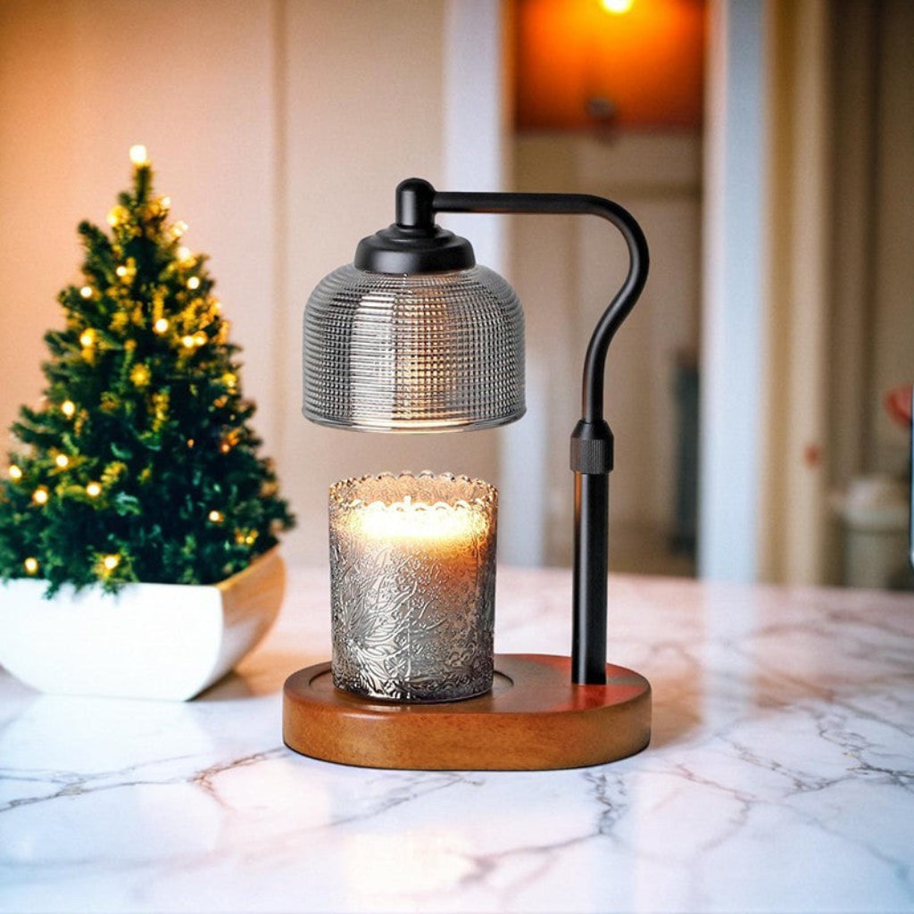 Telescoping Candle Warmer Table Lamp with Timer Dimmer & Glass Dome Velumoza