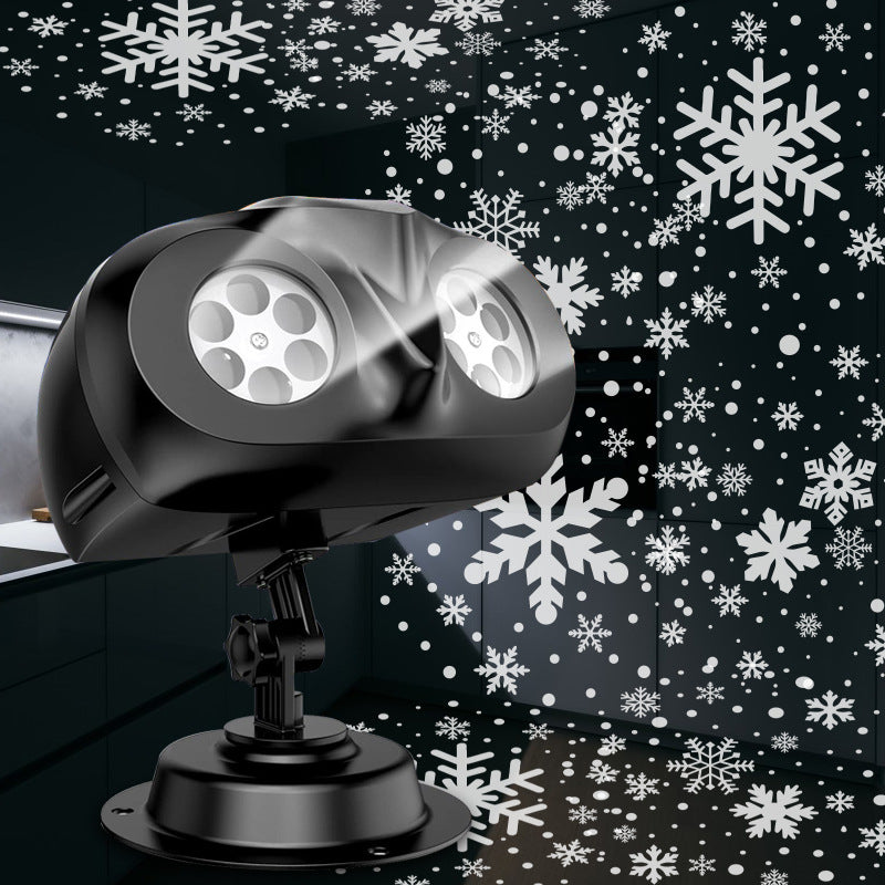 Cross-Border Christmas Led Lights Double-Tube Snowflake Projector Lights Outdoor Waterproof Decorative Lights Remote Control High-Brightness Snowflake Lights Velumoza
