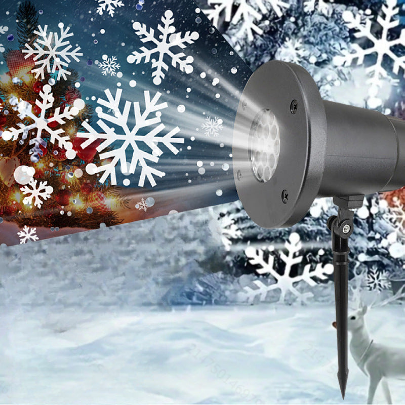 Factory Direct Sales Christmas Projector Ground-Mounted Outdoor Indoor 16-Picture Luminous Rotating Christmas Pattern Atmosphere Night Light Velumoza