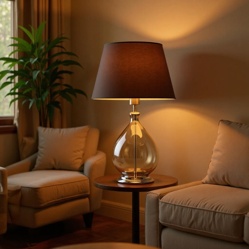 Modern Minimalist Living Room Bedside Lamp Bedroom Hotel Glass Table Lamp Glazed Study Lamp American Light Luxury Vase Dropshipping Velumoza