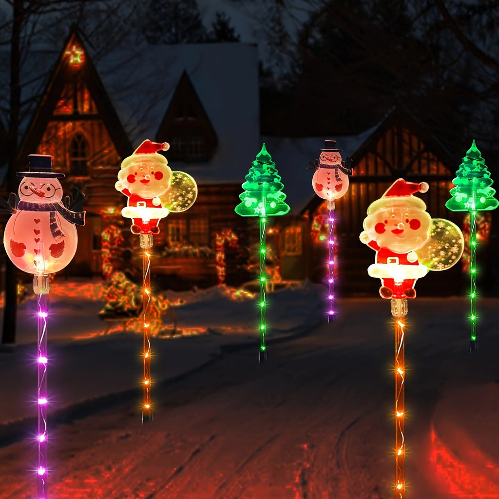 Yard Christmas Decorations Acrylic Snowman Stake Lights, 6 Pack Velumoza