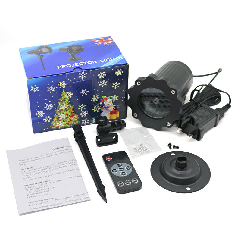 Snowflake lamp cross-border remote control Europe and the United States outdoor lawn garden Christmas decoration projection pattern blizzard lamp Velumoza