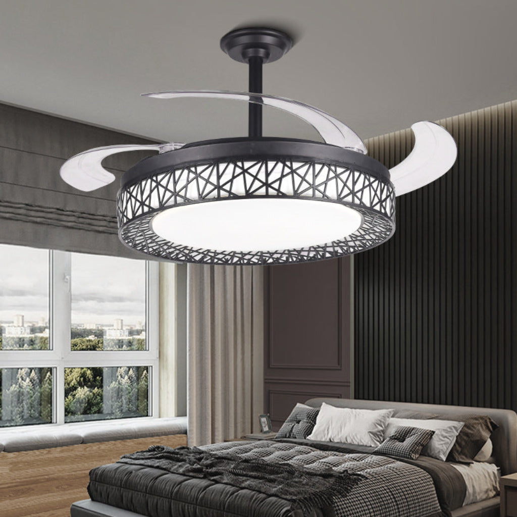 Ceiling Fans with Lights, 42" & 48" Invisible Blade, 6-Speed LED Velumoza