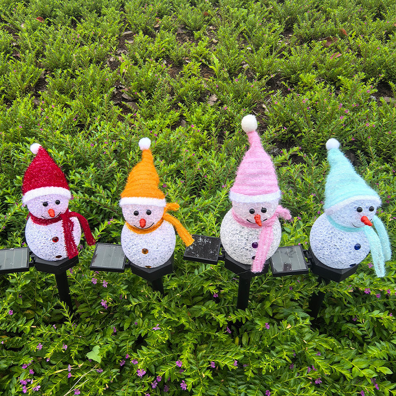 Solar Snowman Ground Lamp Christmas Decoration Atmosphere Outdoor Courtyard Garden Lawn Lamp Christmas Night Light Snowman Velumoza