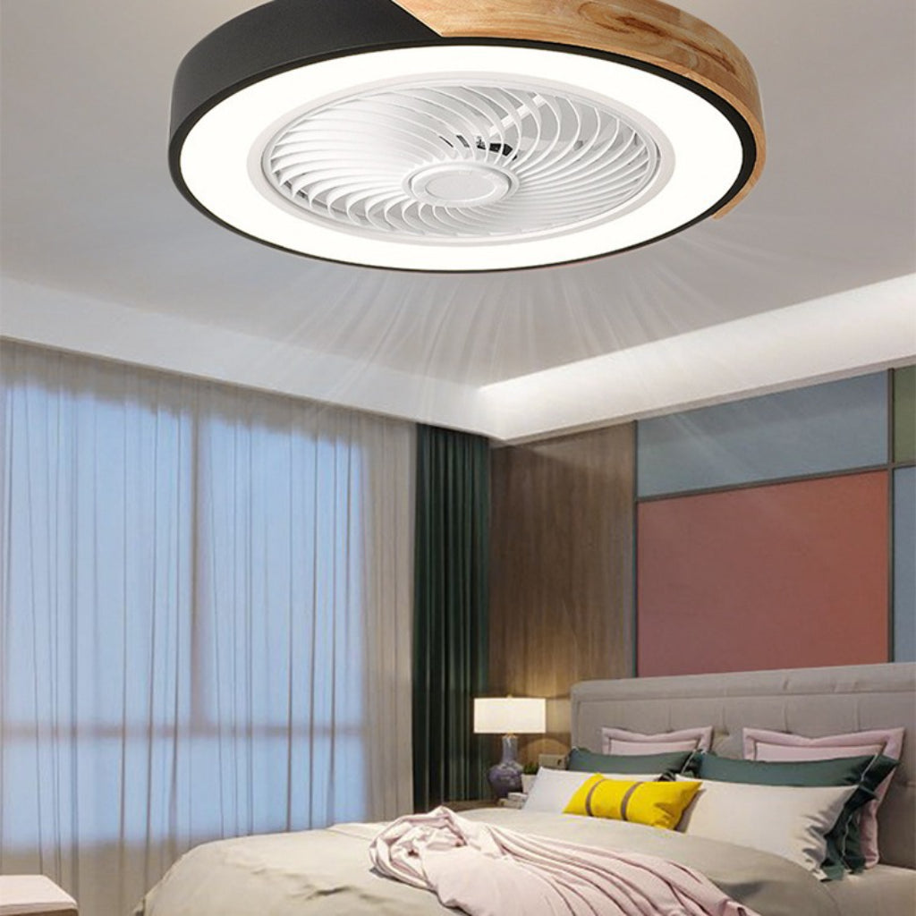 Macaron Compact Ceiling Fan with Wood Trim, 19.7" LED, 6 Colors Velumoza