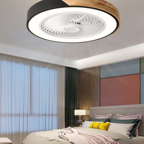 Macaron Compact Ceiling Fan with Wood Trim, 19.7" LED, 6 Colors Velumoza
