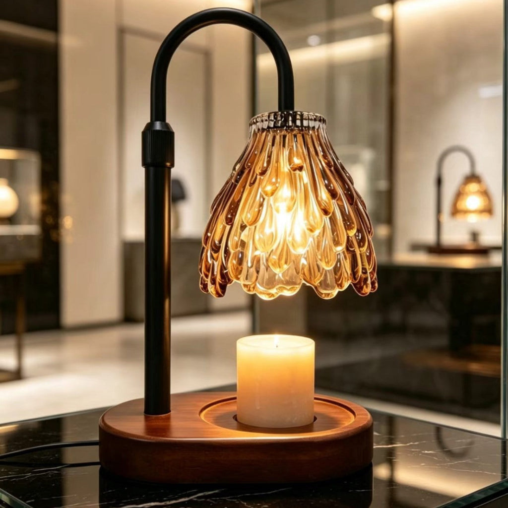Candle Warmer Table Lamp with Flower Shade & 2 Bulbs Included Velumoza